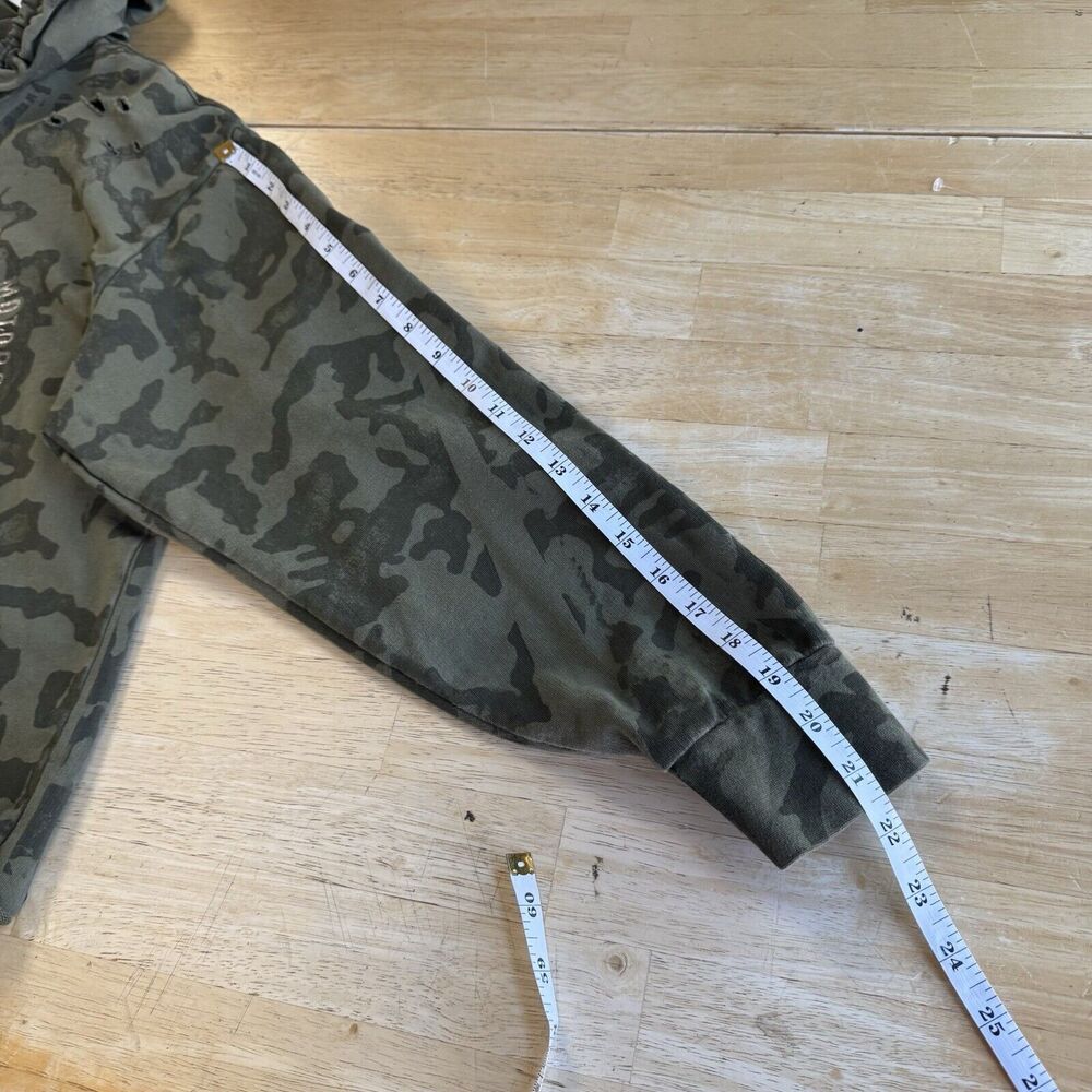 Affliction Garage Built Crop Camo Distressed Hoodie Sweater Cut Outs XL EUC - Picture 11 of 11